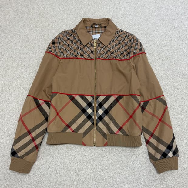정품 버버리 콘트라스트 체크 패널 자켓