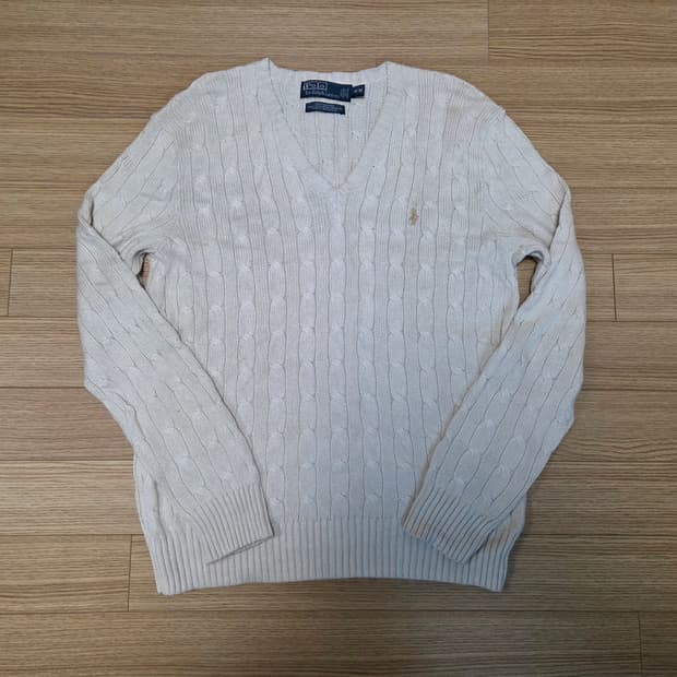 폴로 랄프로렌 포니 케이블 브이넥 실크 니트