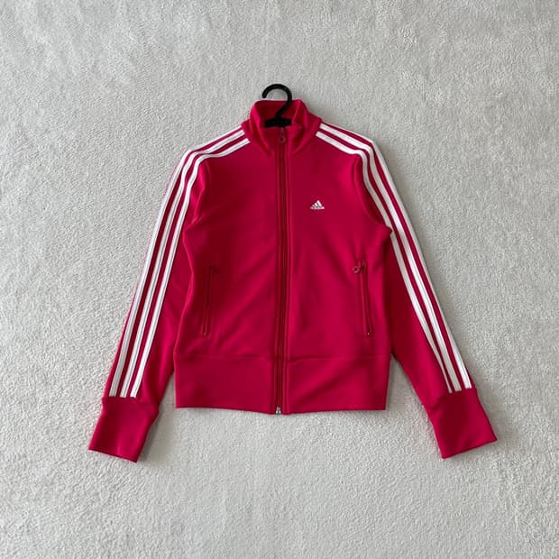 85 아디다스 여성 핫핑크 삼선 트랙탑 져지