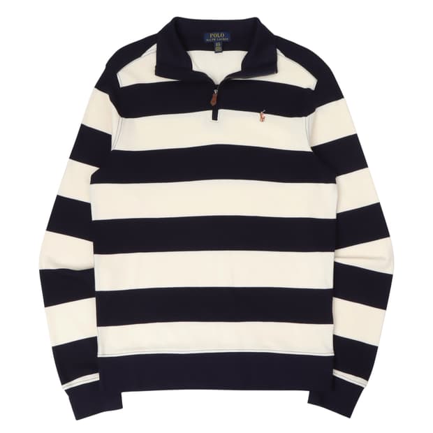폴로 랄프로렌 스트라이프 하프 집업 니트