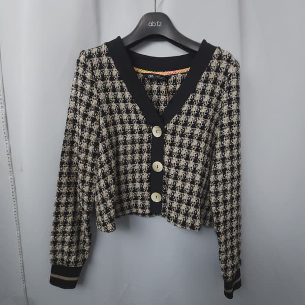 XS(92) 자라  체크 패턴 가디건 