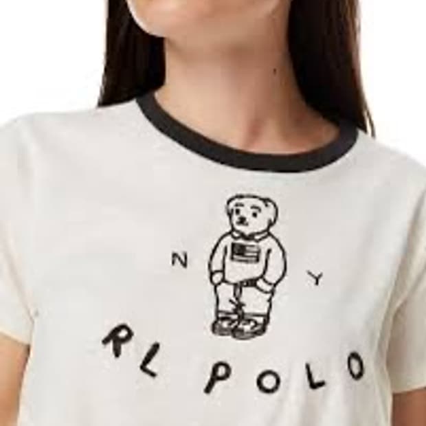 폴로 베어 화이트 링거 티셔츠