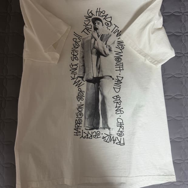 m) 스투시 x 토킹 헤즈 스탑 메이킹 센스 티셔츠 화이트