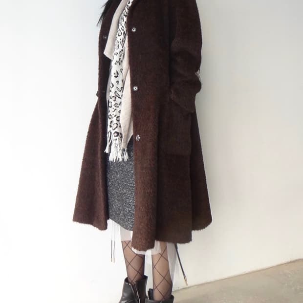 FEMINElLA boucle mandarin long coat 