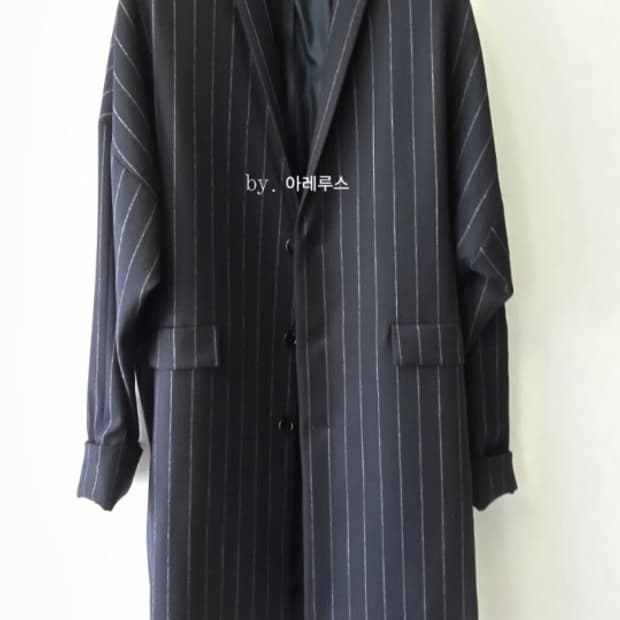 디앤써 핀스트라이프 싱글 트렌치코트