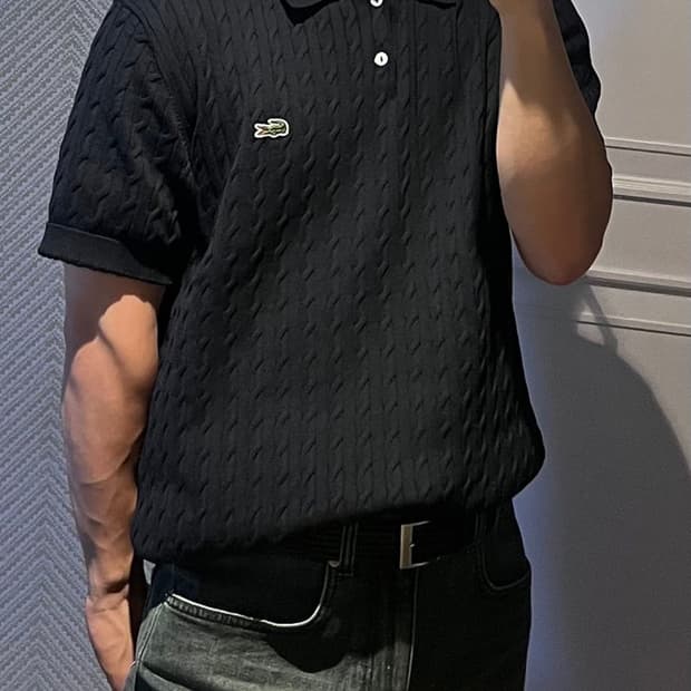 정가 23만) Lacoste 라코스테 케이블 니트폴로 네이비