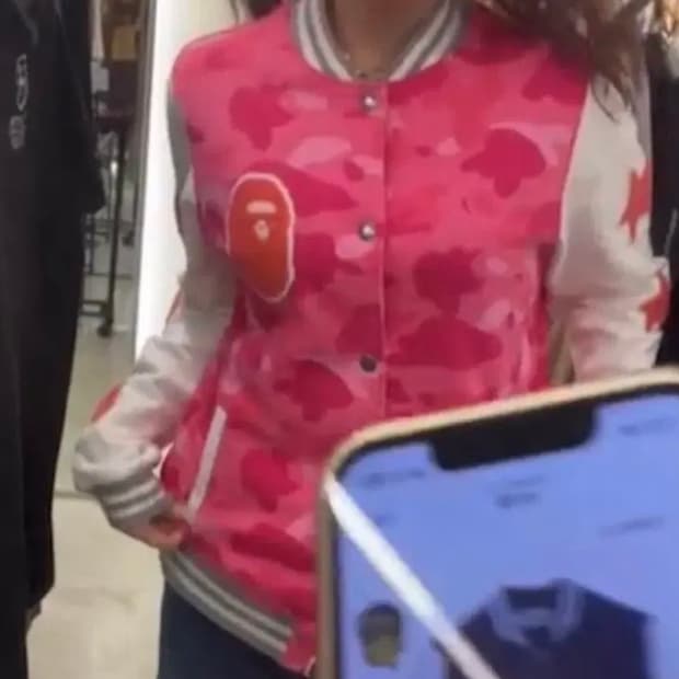 베이프 핑크 카모 롱바시티자켓 원피스 바시티 후드 집업 핑계 갸루 빈티지