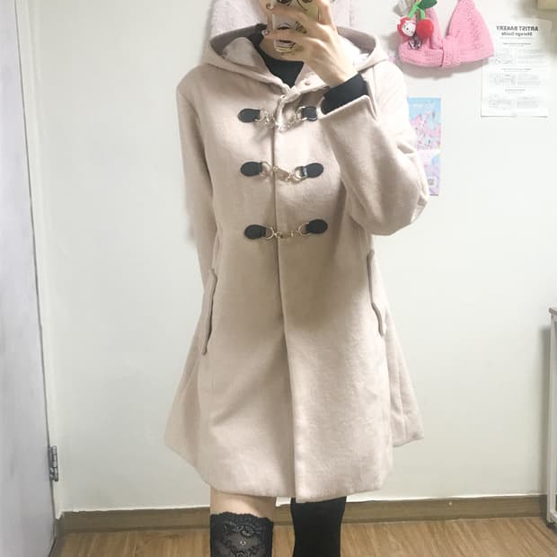 빈티지 핑크 더플 코트 떡코 히메갸루 로걀 라떼 히메카지 공겜여주 긱시크