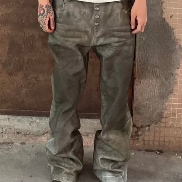 no E mosen Dirty Texture Flared Trousers