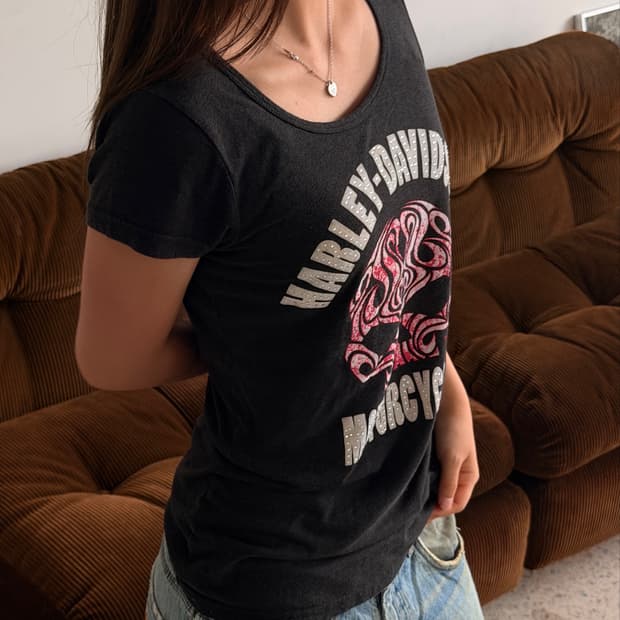 Harley-Davidson Skull Rhinestone T-Shirt