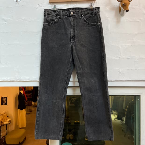 Levis 505 오렌지탭 레귤러 스트레이트 블랙 데님 진 34x30