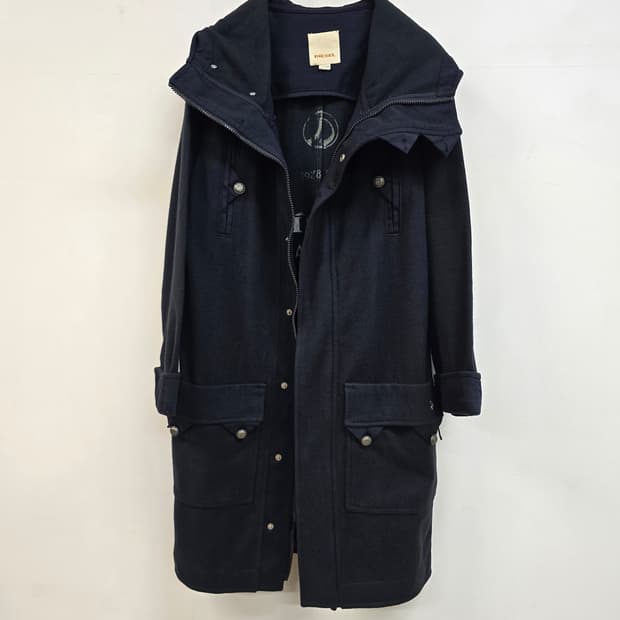 디젤 아카이브 벨티드 후드 울 코트