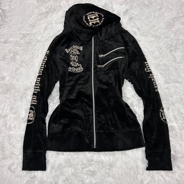 punk y2k two zipper hood zip-up