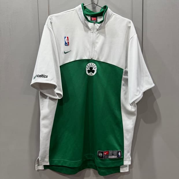 L 나이키 NBA 셀틱스 농구팀 반집업 반팔 져지 티셔츠