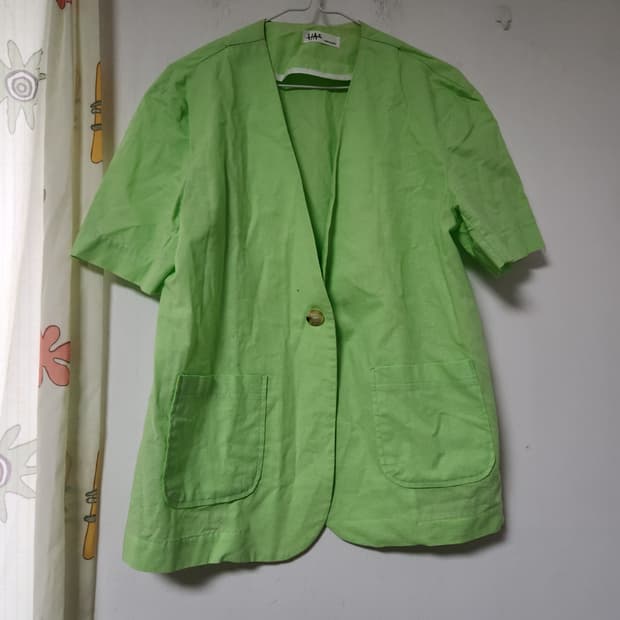 이벤트 무대용  라임색 반팔 린넨 자켓 88