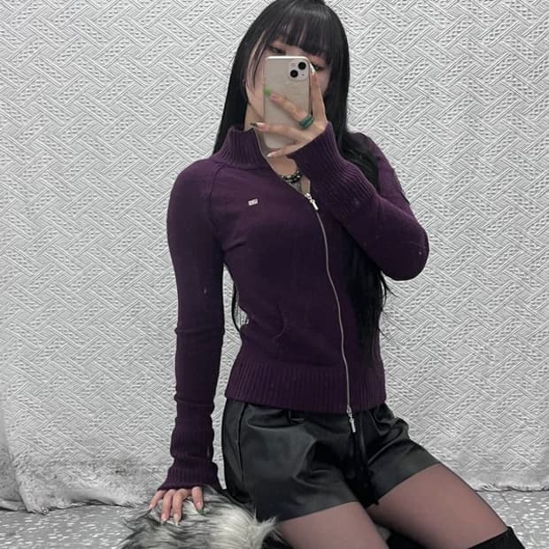 폴로 랄프로렌 90's 딥퍼플 램스울 캐시미어 가디건 S C09264