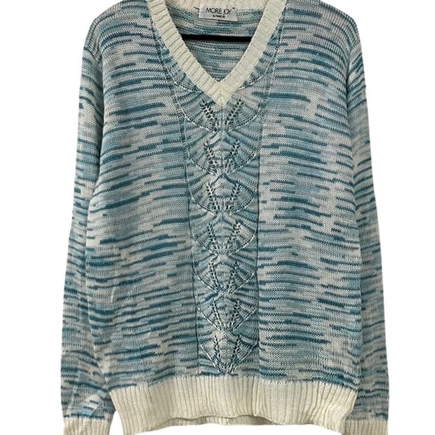 MORE JOY 브이넥 블루 긴팔 니트 M