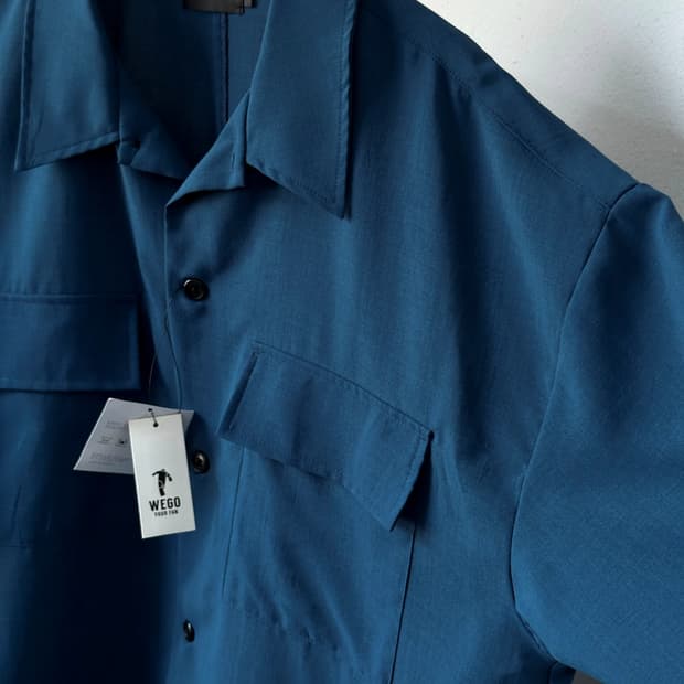 Linen touch open collar BOX shirt