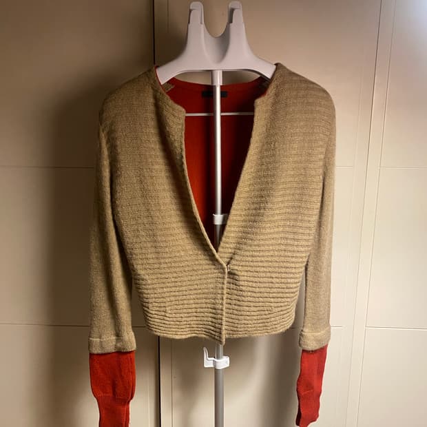 시스템 배색 크롭 가디건 F(90)