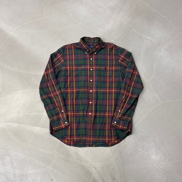 폴로 긴팔 체크 셔츠 XL