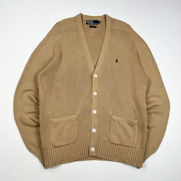 폴로 랄프로렌 클래식 니트 가디건 베이지 실측L