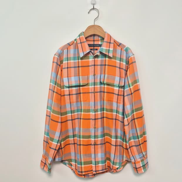 폴로 랄프로렌 오렌지 체크 셔츠 남방