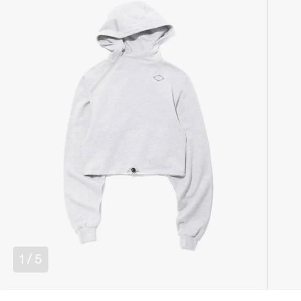 미스치프 크롭 사이드 집업 후드티 멜란지 그레이