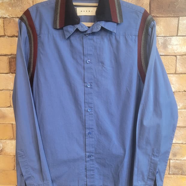 마르니 블루 셔츠 니트 칼라 포인트 46
