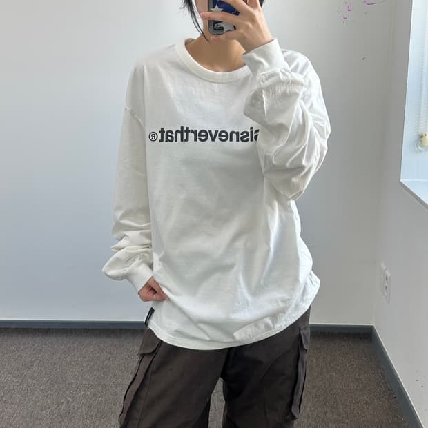 Thisisneverthat 디스이즈네버뎃 블랙 로고 아이보리 롱슬리브