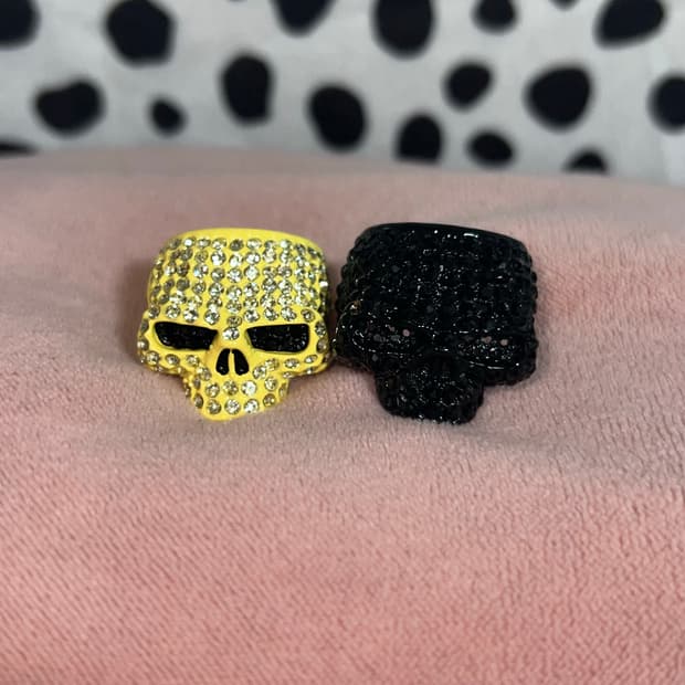 갸루 펑크 y2k 볼드 해골 큐빅 반지 일괄