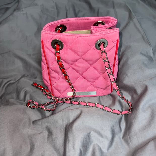 마뗑킴 퀼팅 버켓 미니백 핑크