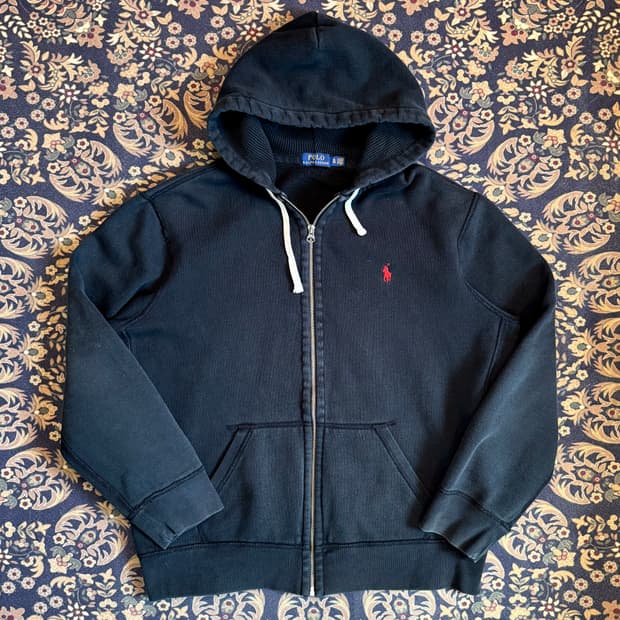 폴로 써멀 후드집업 블랙