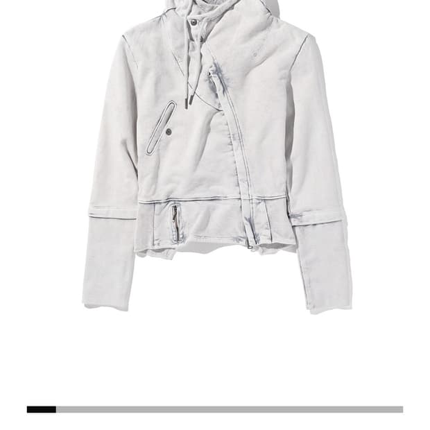 미스치프 ASYMMETRIC HOODIE ZIP-UP_WASHED GRE