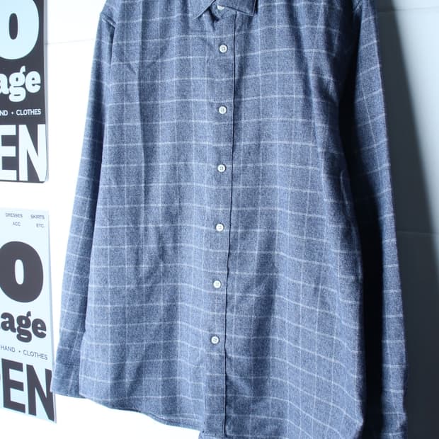 (2XL) 에스티코 셔츠 남방 빅사이즈 체크 블루 아메카지-H36631