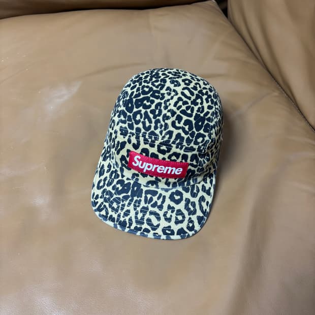 슈프림 캠프캡 모자 박스로고 23fw 레오파드
