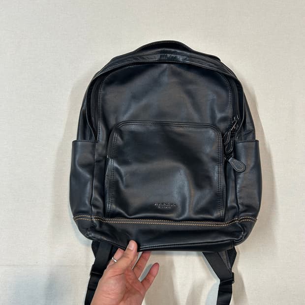 코치 COACH 레더 백팩 블랙
