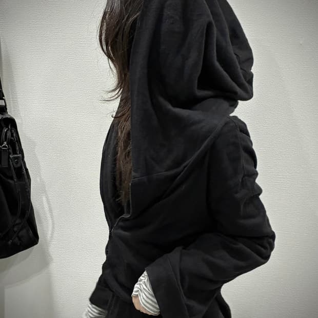 Y’s 요지야마모토 사선 드레이프 캐시미어 후드 집업