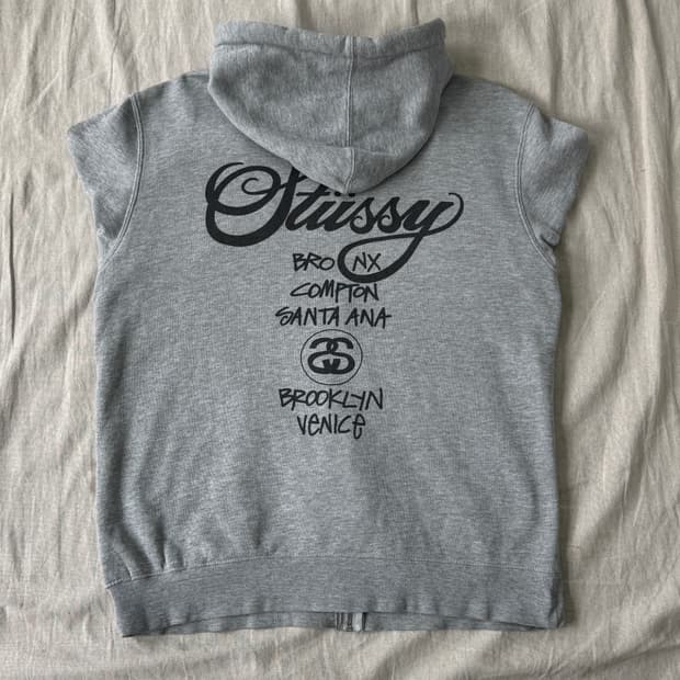 스투시 00s 월드투어 그레이 후드집업 L