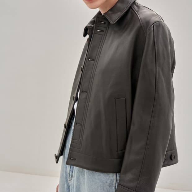 (L) STU 레더 자켓 다크브라운