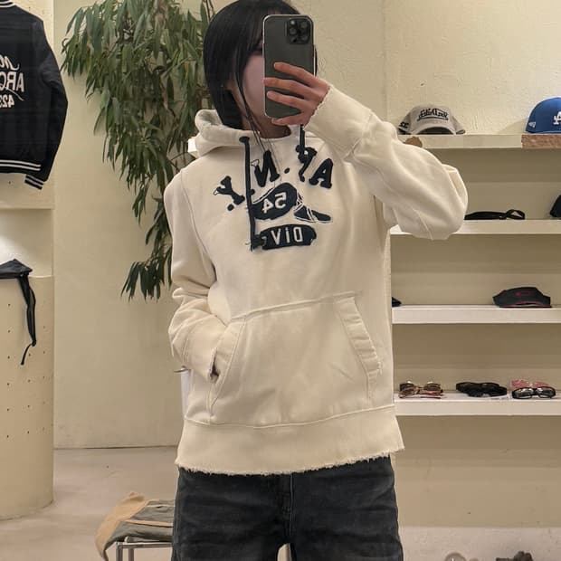 아베크롬비 A.F.M 아이보리 후드티 U458