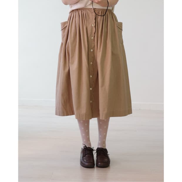 Vintage gathered scallop-trim skirt