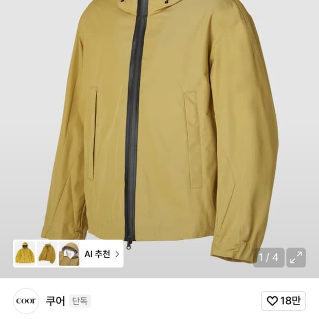 쿠어 후드 윈드브레이커 머스타드 그린