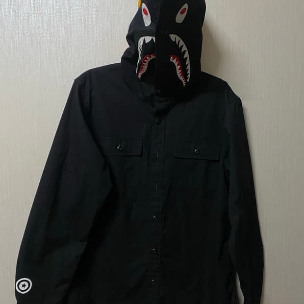 A bathing ape 샤크 후드 셔츠 L
