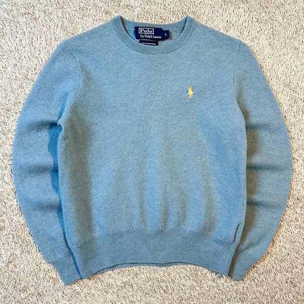 폴로 랄프로렌 메리노울 옐로우포니 라운드넥 니트