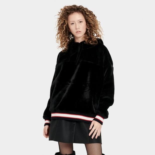 어그 UGG KAILANI 쉐르파 퍼 후디 블랙 S