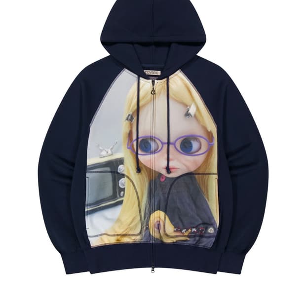 코이세이오 브라이스 그래픽 후드 집업 네이비