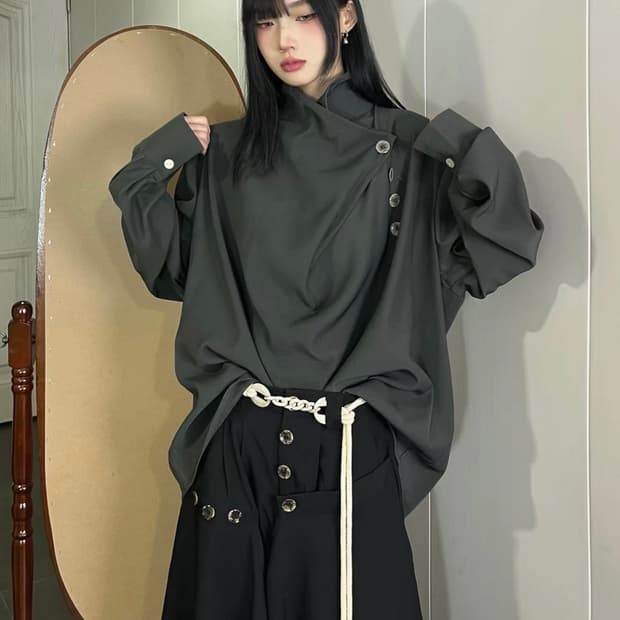 켄스튜디오 비정형 셔츠 블랙