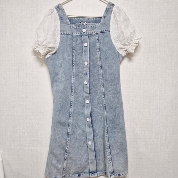 데님 퍼프소매 원피스