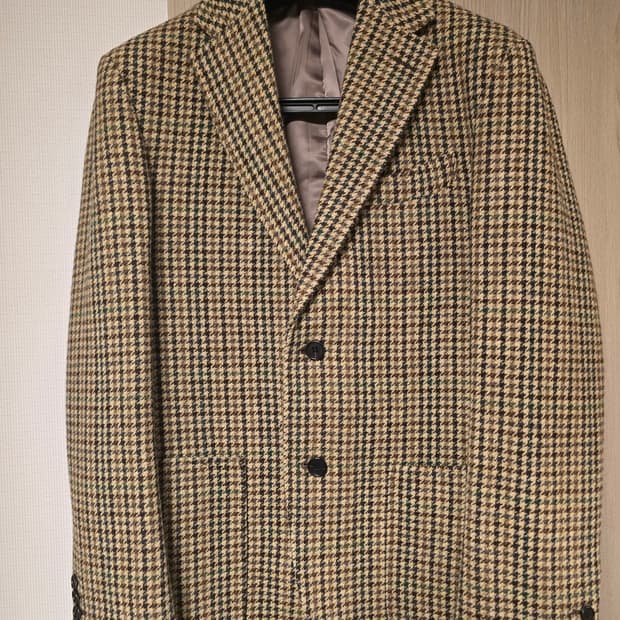 반츠 BTS 건 클럽 체크 트위드 울 투버튼 싱글 자켓 - 브라운