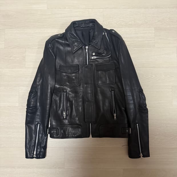 [vtg] black lambskin leather jacket